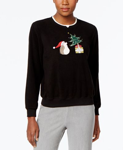 Alfred Dunner Hedgehog Holiday Sweater