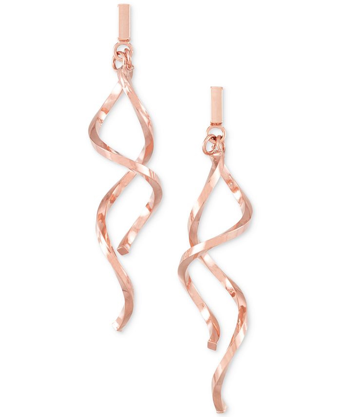 Italian Gold Twisty Bar Drop Earrings In 14k Rose Gold Reviews Earrings Jewelry Watches Macy S