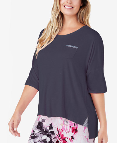 Ellen Tracy Plus Size High-Low Knit Pajama Top
