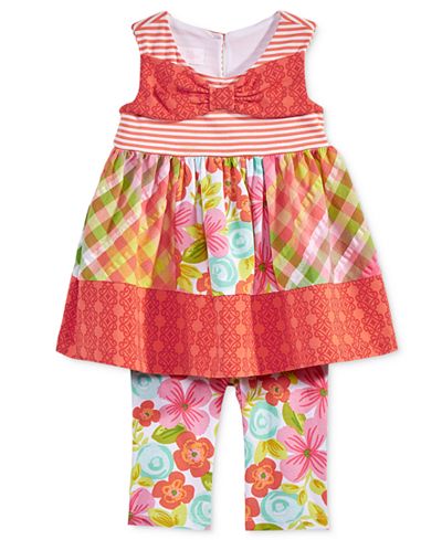 Bonnie Baby 2-Pc. Mixed-Print Tunic & Leggings Set, Baby Girls (0-24 months)