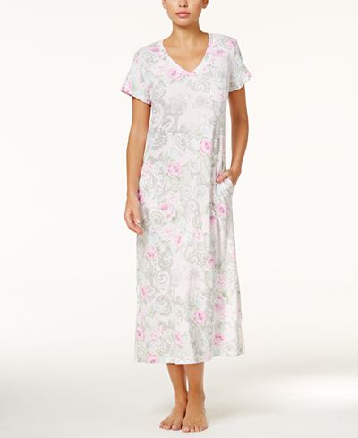 Miss Elaine V-Neck Printed Knit Nightgown