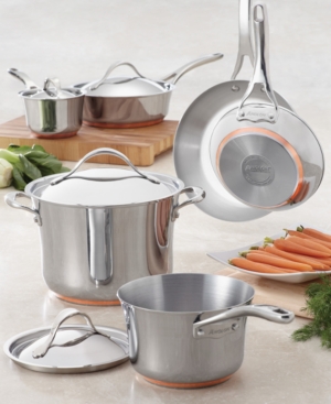 Anolon Nouvelle Copper 10 Piece Stainless Steel Cookware with Two Layers of Aluminum
