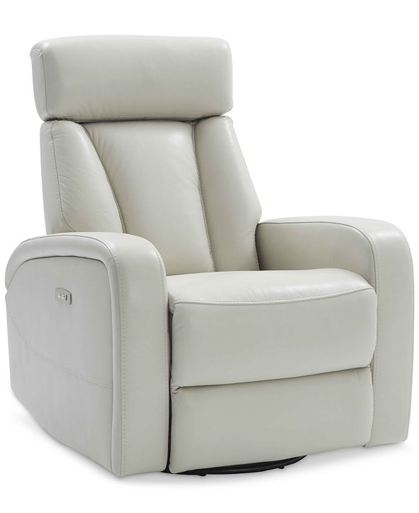 Furniture Dasia Leather Swivel Rocker Power Recliner with ...