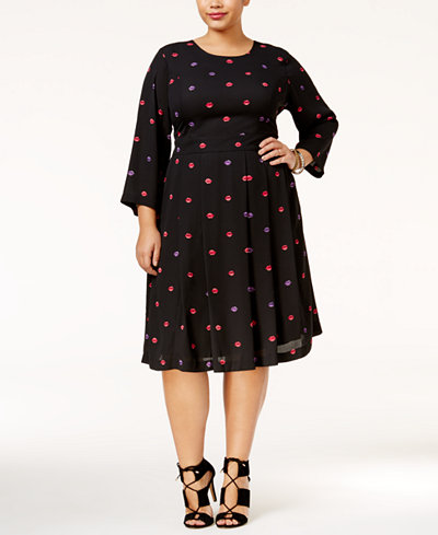 Melissa McCarthy Seven7 Trendy Plus Size Kiss-Print Dress