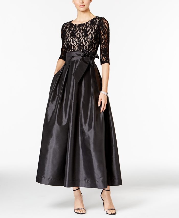 rm richards high low taffeta gown