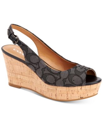 coach signature jacquard platform slingback sandals