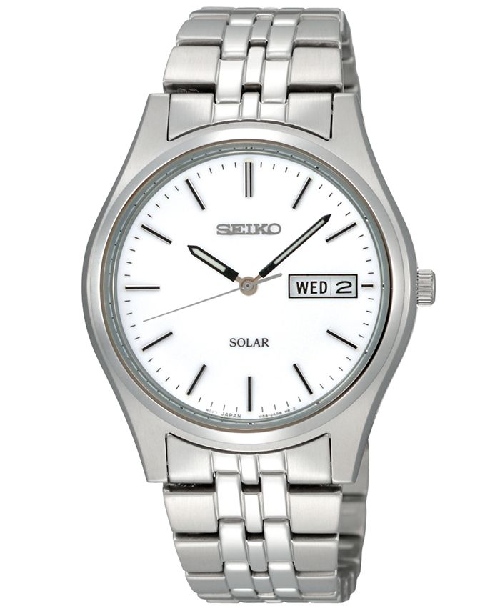 Seiko Watch, Men's Solar Stainless Steel Bracelet 37mm SNE031 & Reviews -  All Fine Jewelry - Jewelry & Watches - Macy's