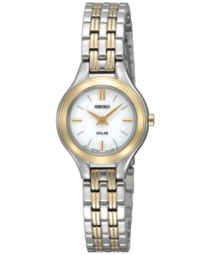 image of Seiko Watch, Women-s Solar Two Tone Bracelet 22mm SUP004