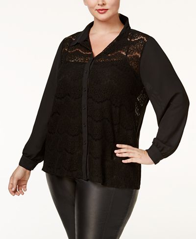 Standards and Practices Trendy Plus Size Lace Blouse