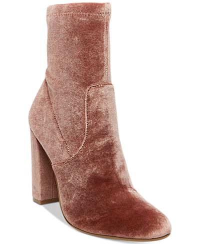 Steve Madden Women's Brisk Velvet Block-Heel Sock Booties