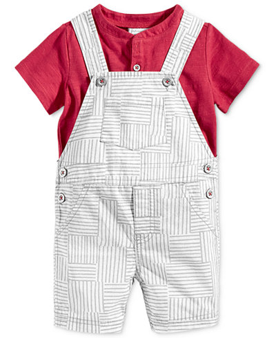 First Impressions 2-Pc. T-Shirt & Patchwork Shortall Set, Baby Boys (0-24 months), Only at Macy's