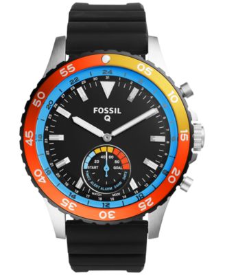 Fossil Q Men s Crewmaster Black Silicone Strap Hybrid Smart Watch 46MM FTW1124 Macy s