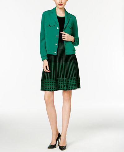 Anne Klein Snap-Front Jacket & Knit A-Line Dress
