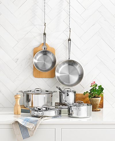 All-Clad Stainless Steel 10-Pc. Cookware Set - Cookware & Cookware Sets - Kitchen - Macy's