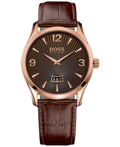 BOSS Men's Commander Brown Leather Strap Watch 41mm 1513426
