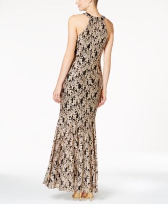 macys nightway lace halter gown