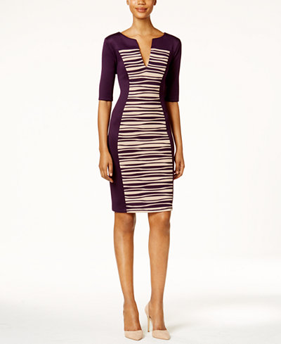 Connected Petite Textured-Panel Sheath Dress