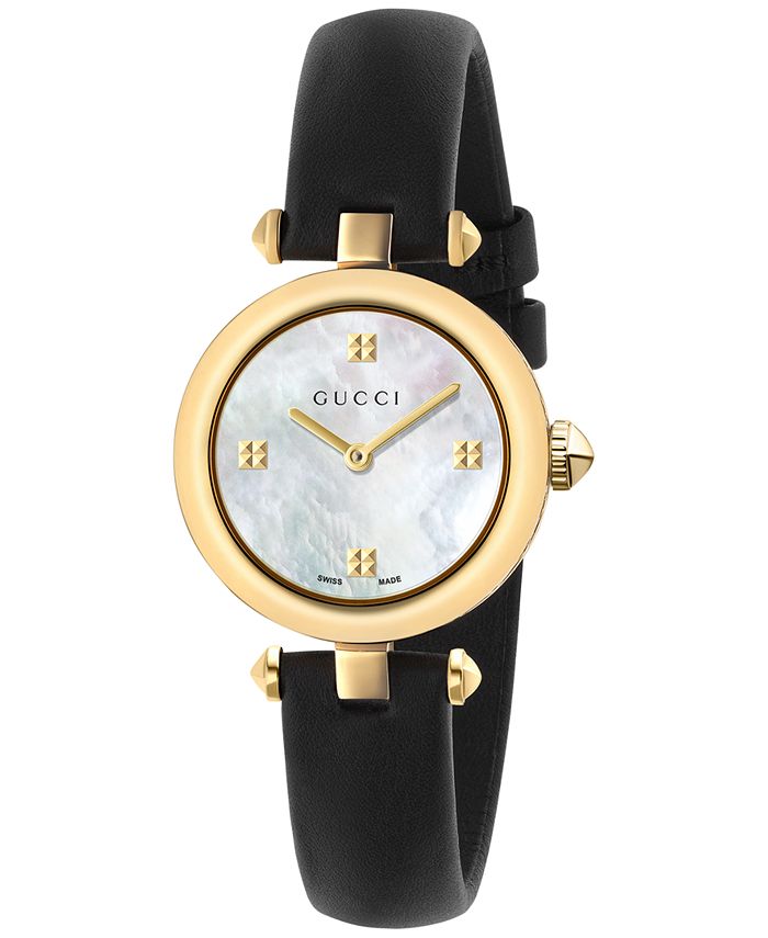 Gucci - Women's Swiss Diamantissima Black Leather Strap Watch 27mm YA141505