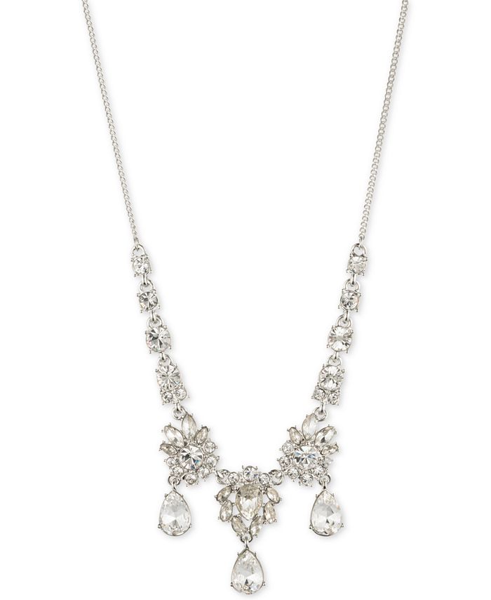 Givenchy Silver-Tone Crystal Teardrop Collar Necklace - Macy's