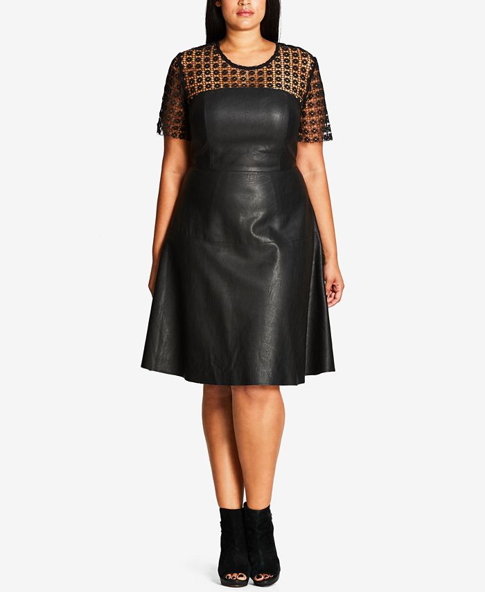 City Chic Trendy Plus Size Faux-Leather Dress - Macy's