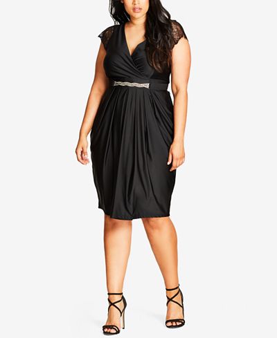 City Chic Trendy Plus Size Embellished Draped Dress