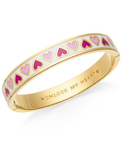 kate spade new york Gold-Tone Unlock My Heart Enamel Bangle Bracelet