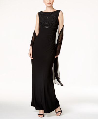 Jessica Howard Sequined Cutout-Back Gown