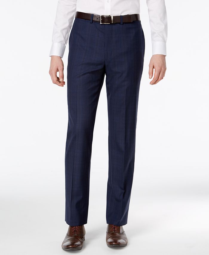 Calvin Klein X-Fit Men's Dark Blue Plaid Slim Fit Suit & Reviews ...