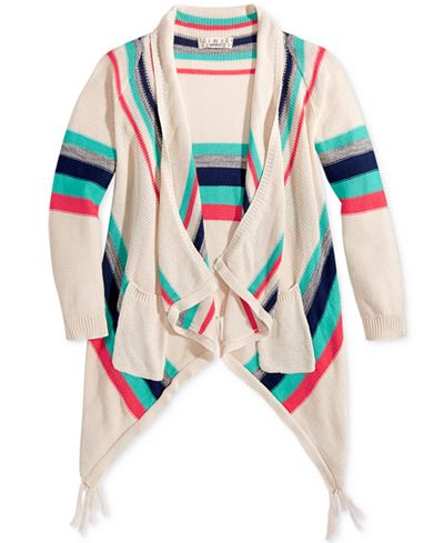 Pink Republic Striped Drape-Front Cardigan, Big Girls (7-16)