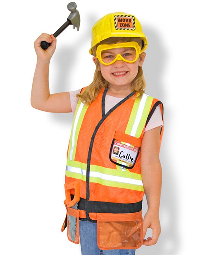  Melissa & Doug Construction Worker Role Play Costume Dress-Up  Set (6 pcs) : Melissa & Doug: Toys & Games