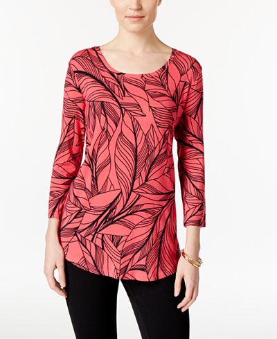 JM Collection Printed Scoop-Neck Top, Only at Macy's