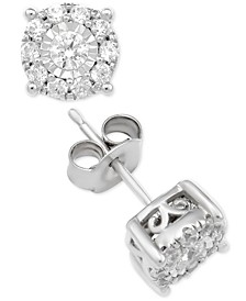 Diamond Halo Stud Earrings (1 ct. t.w.) in 14k Gold, White Gold or Rose Gold