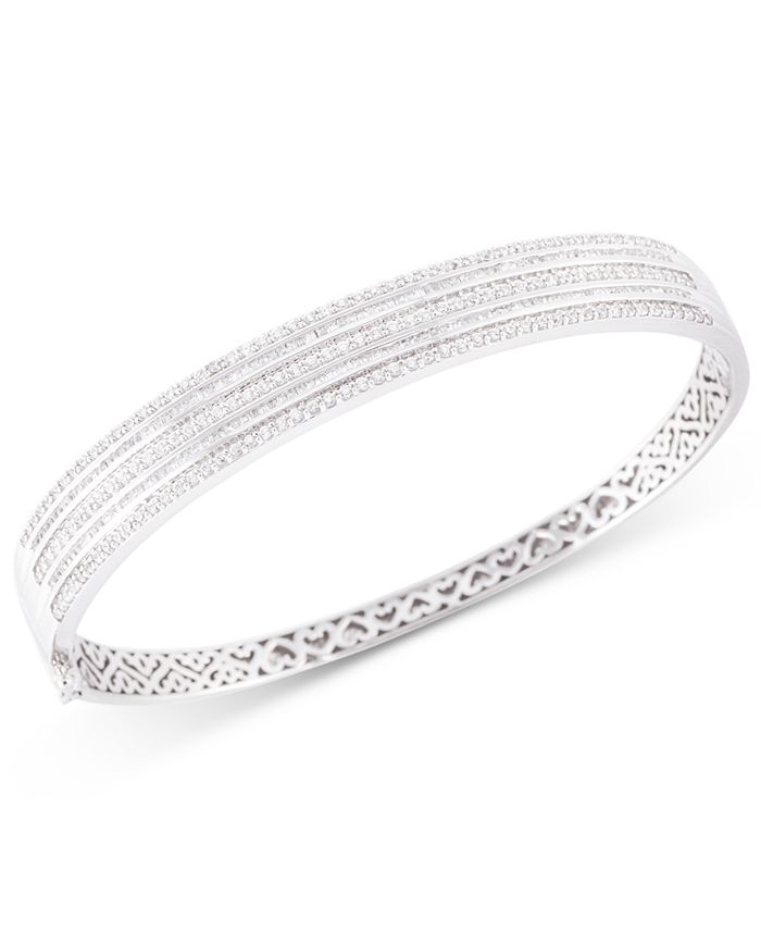 Wrapped Diamond Bangle Bracelet (2 ct. t.w.) in 10k White Gold - Macy's