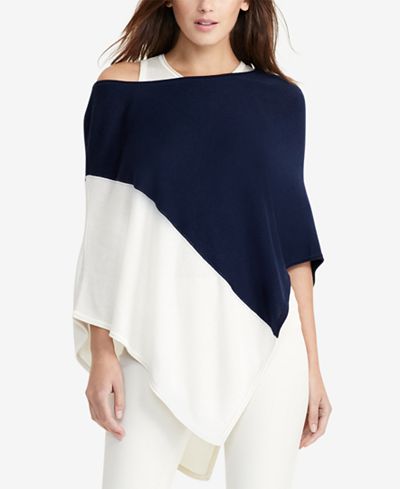 Lauren Ralph Lauren Asymmetrical Colorblocked Poncho