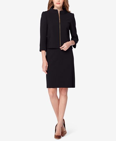 tahari asl open stand collar jacke