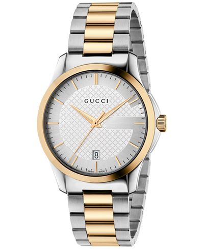 Gucci Men's Swiss G-Timeless Two-Tone PVD Stainless Steel Bracelet Watch 38mm YA126474