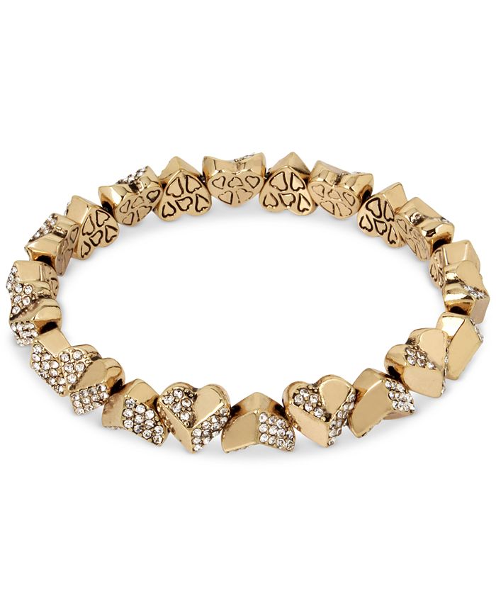 Betsey Johnson GoldTone Crystal Heart Stretch Bracelet & Reviews