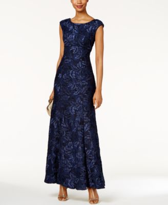 green emerald velvet dress Xscape Evenings Floral Gown 6372X