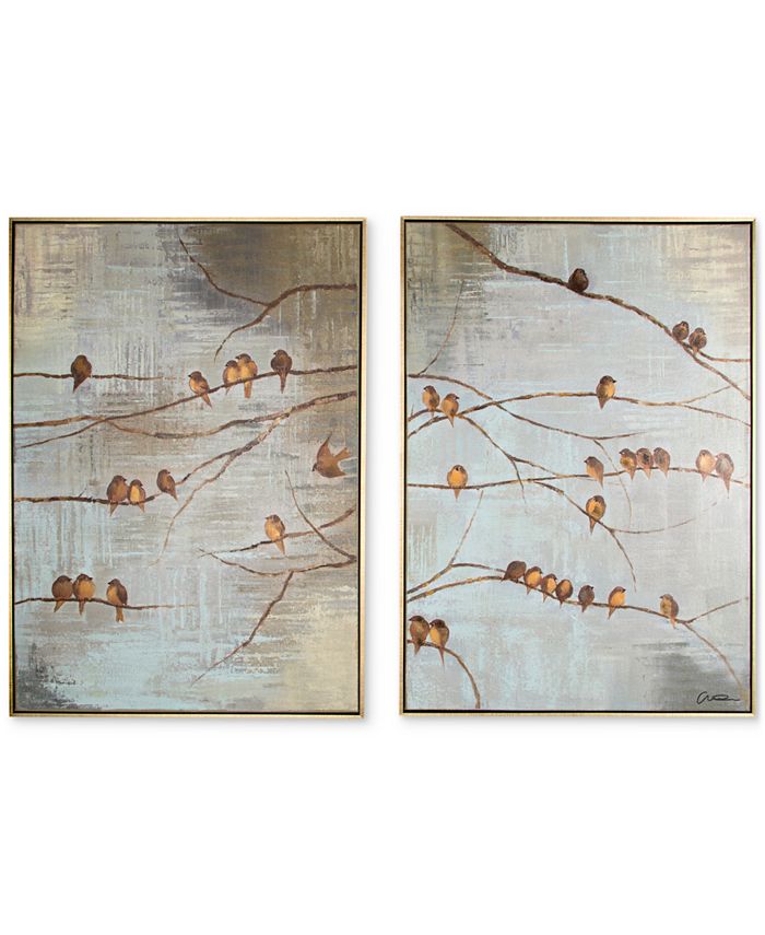 Graham & Brown - Flock of Birds 2-Pc. Handpainted Framed Canvas Wall Art Set