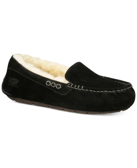 Женские тапочки UGG® Ansley Slip On Moccasin Slippers, цвет: Чёрный