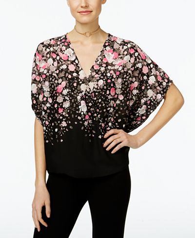 INC International Concepts Surplice Butterfly-Sleeve Top, Only at Macy's