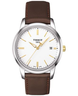 Tissot - Men's Swiss T-Classic Dream Brown Leather Strap Watch 38mm T0334102601101