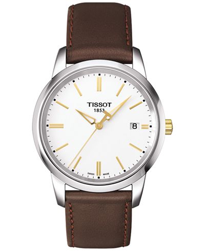 Tissot Men's Swiss T-Classic Dream Brown Leather Strap Watch 38mm ...