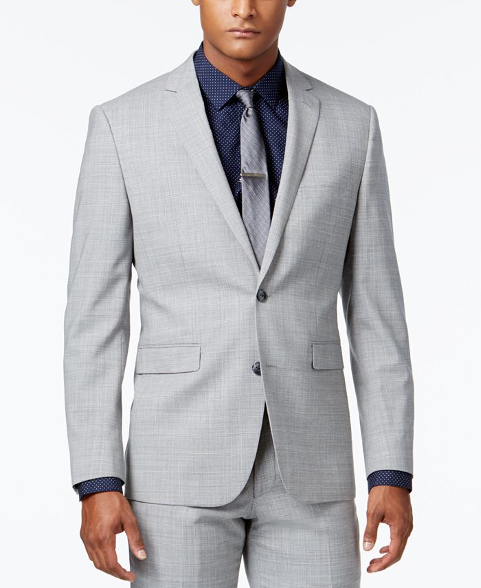 Vince Camuto Men's Slim-Fit Tonal Plaid Light Gray Suit - Macy's