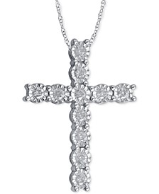 Diamond Cross Pendant Necklace (1/4 ct. t.w.) in Sterling Silver