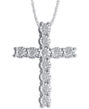 image of Diamond Cross Pendant Necklace (1/4 ct. t.w.) in Sterling Silver