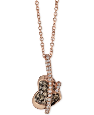 image of Le Vian Chocolatier Diamond Heart Pendant Necklace (1/3 ct. t.w.) in 14k Rose Gold