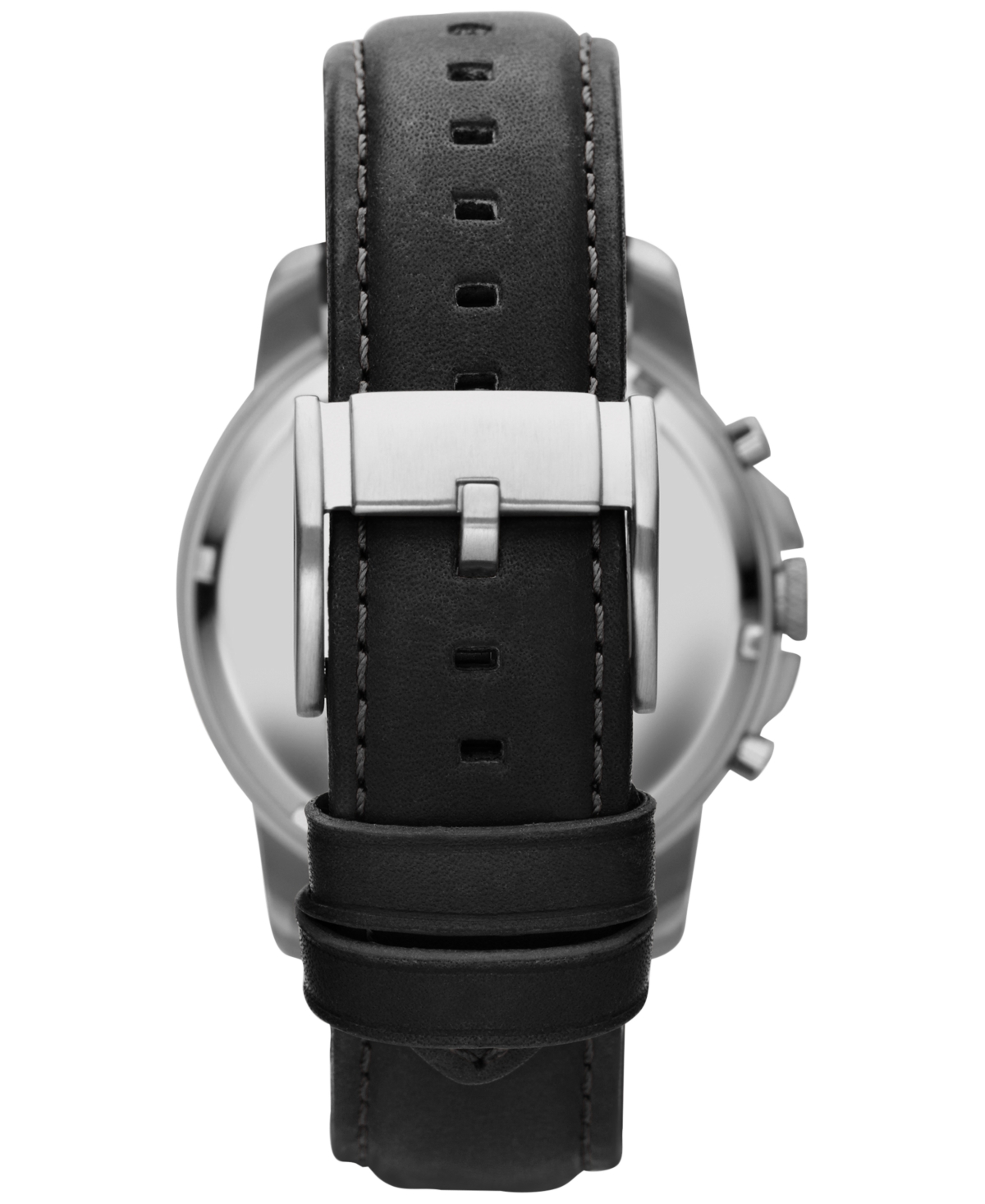 Shop Fossil Men's Chronograph Grant Black Leather Strap Watch 44mm Fs4812 In Black,black
