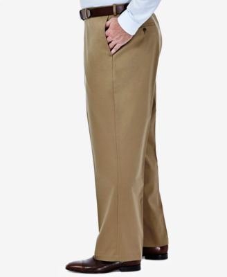 Men's Big & Tall Premium No Iron Khaki Classic Fit Flat Front Hidden Expandable Waistband Pants