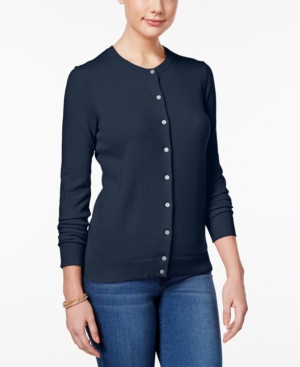 Karen Scott Petite Crew-Neck Cardigan Created for Macy's